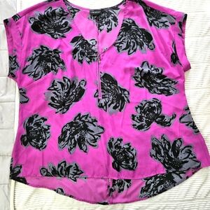 Lane Bryant Floral Pink and Black Women's Top Size 18-20